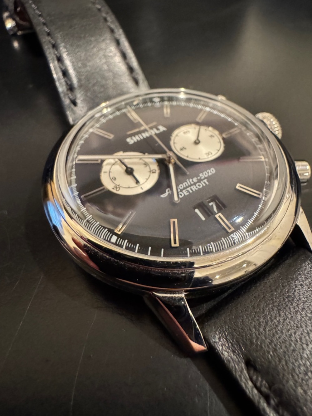 Shinola Bedrock Chronograph Watch with Black Leather Strap - Picture 7 of 14